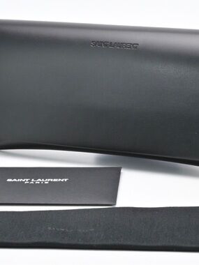 Saint Laurent black leather sunglasses case